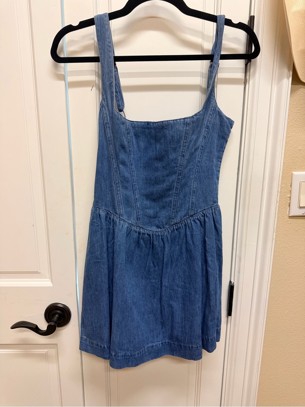 Show Me Your MuMu Blue Denim Square-Neck Mini Dress